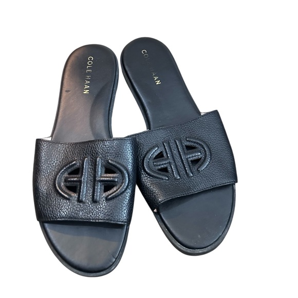 Cole Haan Flynn Leather Logo Flat Slide Sandals 7.5 - Picture 4 of 8